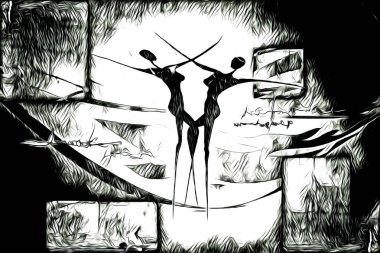 Afrikalı etnik retro vintage çizim çizimi