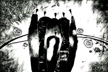 Afrikalı etnik retro vintage çizim çizimi