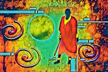 Afrikalı etnik retro vintage çizim çizimi