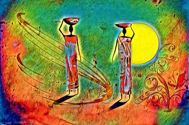 Afrikalı etnik retro vintage çizim çizimi