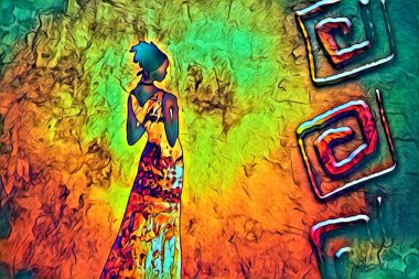 Afrikalı etnik retro vintage çizim çizimi