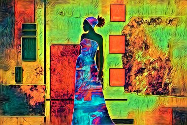 Afrikalı etnik retro vintage çizim çizimi