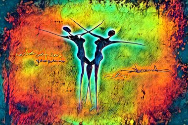 Afrikalı etnik retro vintage çizim çizimi