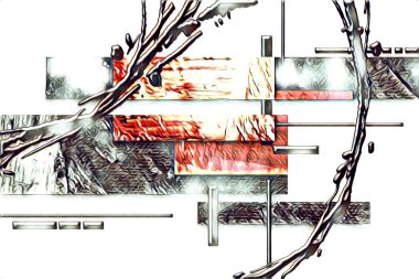 soyut renk tasarımı resim çizimi eskiz retro vintage