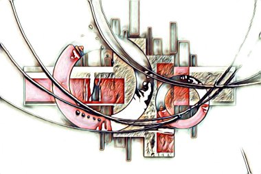 soyut renk tasarımı resim çizimi eskiz retro vintage