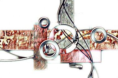 soyut renk tasarımı resim çizimi eskiz retro vintage