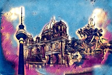 Berlin sanat eskizi çizimi eğlenceli tasarım antika retro