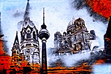 Berlin sanat eskizi çizimi eğlenceli tasarım antika retro