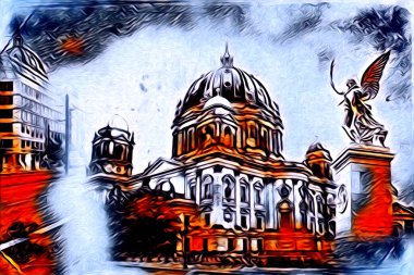 Berlin sanat eskizi çizimi eğlenceli tasarım antika retro