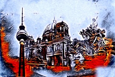 Berlin sanat eskizi çizimi eğlenceli tasarım antika retro