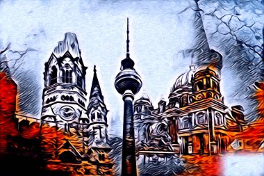 Berlin sanat eskizi çizimi eğlenceli tasarım antika retro