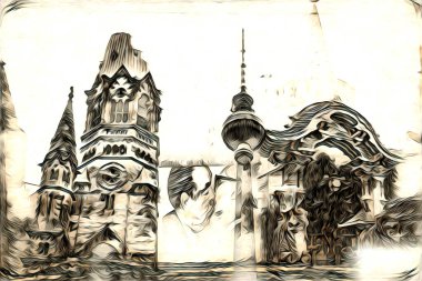 Berlin sanat eskizi çizimi eğlenceli tasarım antika retro