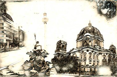 Berlin sanat eskizi çizimi eğlenceli tasarım antika retro