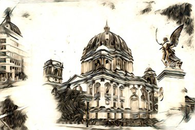 Berlin sanat eskizi çizimi eğlenceli tasarım antika retro