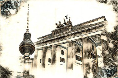 Berlin sanat eskizi çizimi eğlenceli tasarım antika retro