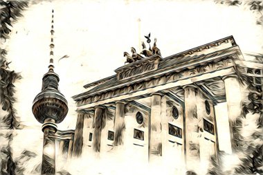 Berlin sanat eskizi çizimi eğlenceli tasarım antika retro