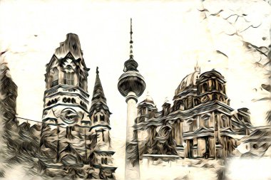 Berlin sanat eskizi çizimi eğlenceli tasarım antika retro