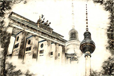 Berlin sanat eskizi çizimi eğlenceli tasarım antika retro