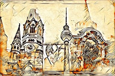 Berlin sanat eskizi çizimi eğlenceli tasarım antika retro
