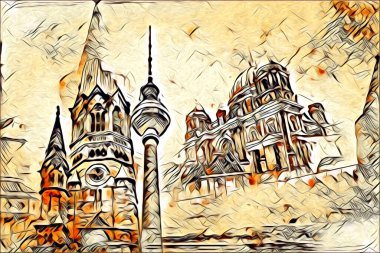 Berlin sanat eskizi çizimi eğlenceli tasarım antika retro