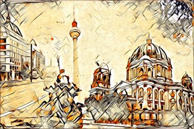 Berlin sanat eskizi çizimi eğlenceli tasarım antika retro