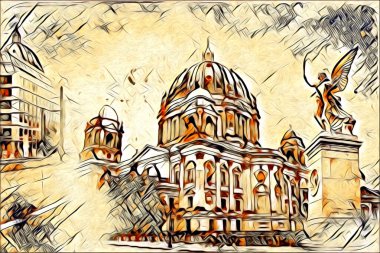 Berlin sanat eskizi çizimi eğlenceli tasarım antika retro