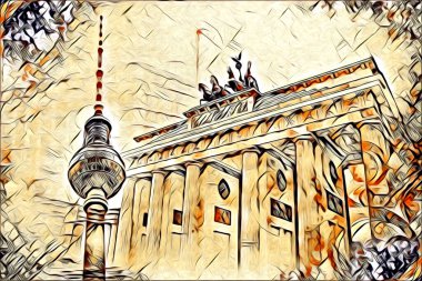 Berlin sanat eskizi çizimi eğlenceli tasarım antika retro