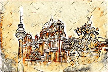 Berlin sanat eskizi çizimi eğlenceli tasarım antika retro
