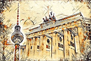 Berlin sanat eskizi çizimi eğlenceli tasarım antika retro