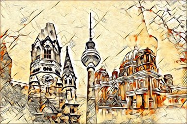 Berlin sanat eskizi çizimi eğlenceli tasarım antika retro