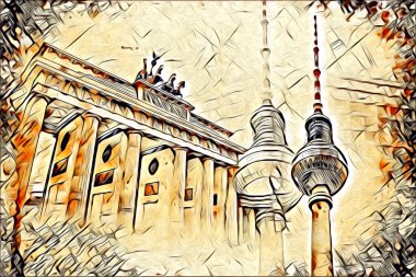 Berlin sanat eskizi çizimi eğlenceli tasarım antika retro