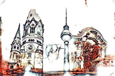 Berlin sanat eskizi çizimi eğlenceli tasarım antika retro