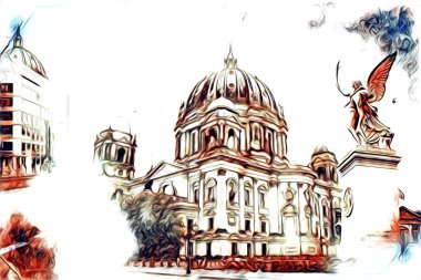 Berlin sanat eskizi çizimi eğlenceli tasarım antika retro