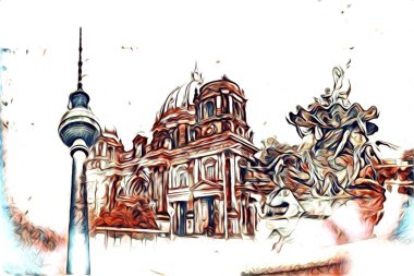 Berlin sanat eskizi çizimi eğlenceli tasarım antika retro