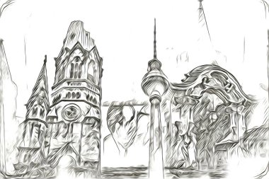 Berlin sanat eskizi çizimi eğlenceli tasarım antika retro