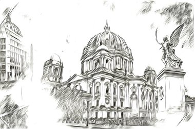 Berlin sanat eskizi çizimi eğlenceli tasarım antika retro