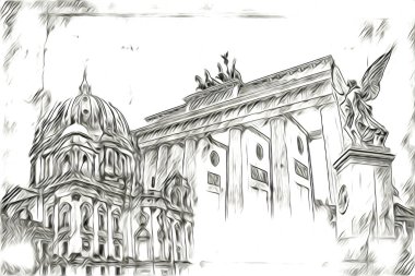 Berlin sanat eskizi çizimi eğlenceli tasarım antika retro