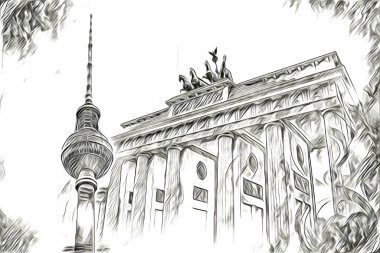Berlin sanat eskizi çizimi eğlenceli tasarım antika retro