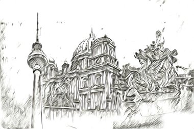 Berlin sanat eskizi çizimi eğlenceli tasarım antika retro