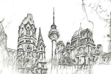 Berlin sanat eskizi çizimi eğlenceli tasarım antika retro