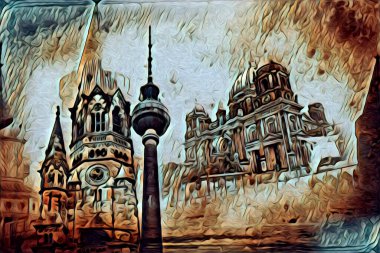 Berlin sanat eskizi çizimi eğlenceli tasarım antika retro