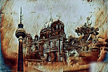 Berlin sanat eskizi çizimi eğlenceli tasarım antika retro