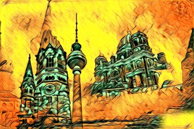 Berlin sanat eskizi çizimi eğlenceli tasarım antika retro