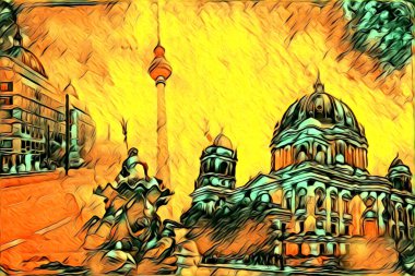 Berlin sanat eskizi çizimi eğlenceli tasarım antika retro