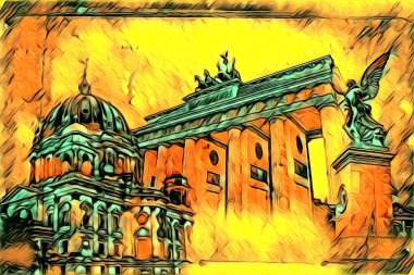 Berlin sanat eskizi çizimi eğlenceli tasarım antika retro