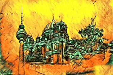 Berlin sanat eskizi çizimi eğlenceli tasarım antika retro