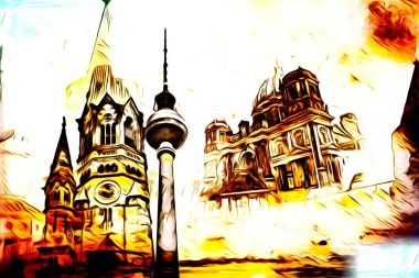 Berlin sanat eskizi çizimi eğlenceli tasarım antika retro