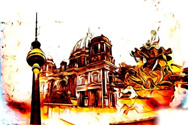 Berlin sanat eskizi çizimi eğlenceli tasarım antika retro