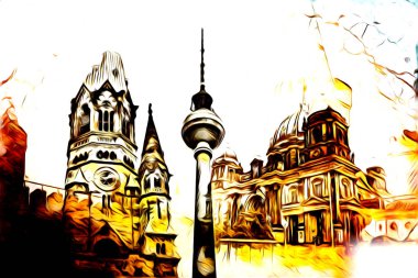 Berlin sanat eskizi çizimi eğlenceli tasarım antika retro