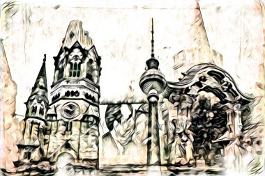 Berlin sanat eskizi çizimi eğlenceli tasarım antika retro